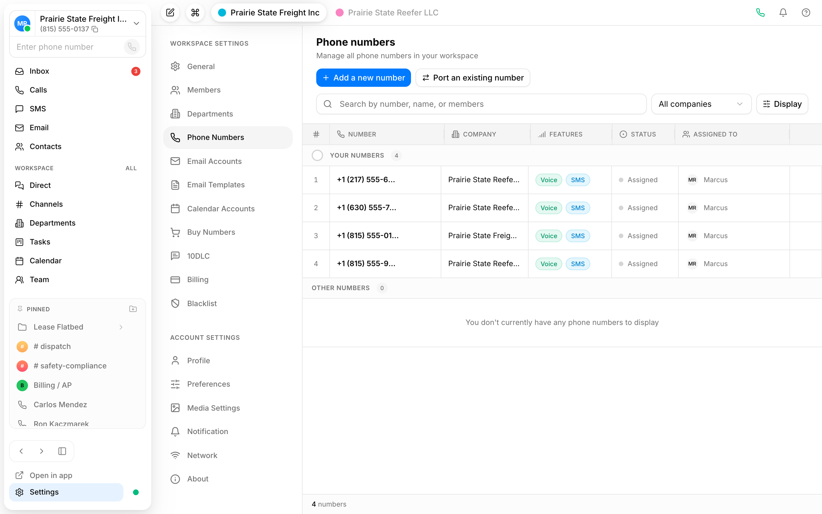 Run several business numbers from one app